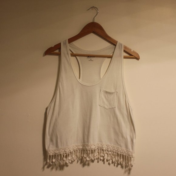Arizona Jean Company Tops - Arizona Jeans White Embroidered Tassels Tank Top